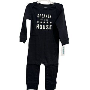 Carters Baby Boys "Speaker Of The House" Long Sleeve Romper 3M Black